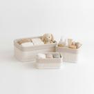 Kit 3 Cestos Organizadores de Bambu forrado Branco