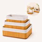 Kit 3 Cestos Organizadores de Bambu Vittak Multiuso com Forro para Casa, Banheiro e Decoração