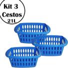 Kit 3 Cestos Organizadores Telhado Para Roupas 21 Litros