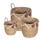 Kit 3 Cestos Tarija Or Design Fibra Natural e PU
