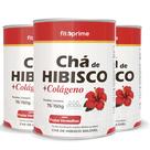 Kit 3 Chá de Hibisco com Colágeno Sabor Frutas Vermelhas Pó 150g Fitoprime