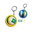 Kit 3 Chaveiro Brasil Copa Spinner Giratório Personalizado