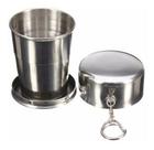 Kit 3 Chaveiro Copo Retrátil Dobrável De Aço Inox 250ml