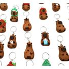 Kit 3 Chaveiros Capivara De Borracha Silicone Sortido Lembrancinha