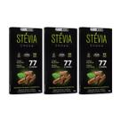 KIT 3 CHOCOLATE VEGANO SEM CONSERVANTES ZERO AÇUCAR 77% CACAU STEVIACHOCO 70g