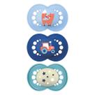 Kit 3 Chupetas Mam Day & Night Brilham No Escuro 6m+ Menino Kit 3 Chupetas Mam Day & Night Brilham No Escuro 6m+ Menino