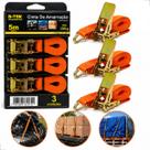 Kit 3 Cinta de Carga Catraca 5 Metros Amarração 500Kg Reforçada Resistente Sinta 25mm
