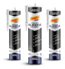 Kit 3 Cola Silicone Acético Uso Geral 260g Preto Mundial Prime