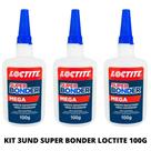 Kit 3 Cola Super Bonder Mega Adesivo Multiuso 100g Loctite