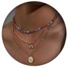 Kit 3 Colar Conjunto Chocker Olho Grego Dourado