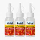 Kit 3 Colas de Silicone TekBond 30ml 25g Artesanato Cola Silicone Líquida Transparente