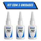 Kit 3 Colas Instantanea TekBond 793 SuperBonde 20g Multiuso