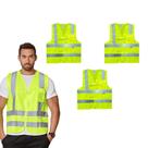 Kit 3 Colete Brascamp Com Bolso EPI NR06 Faixa Refletiva Alta Visibilidade Para Obra Construção e Logística