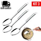 Kit 3 Colher de Arroz Aço Inoxidável Grande Luxo Utensílios para Cozinha Prime Multiuso