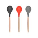 Kit 3 Colher de Arroz Silicone Cabo de Bambu de 32cm Cozinha