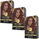 Kit 3 Coloração Creme Permanente Excllusiv Color Pratic Louro Médio Cobre Intenso 7.44 Haskell