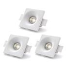 Kit 3 com Spot LED de Embutir Gesso Invisible Quadrado 13x13cm No Trim E27 IP20 Forro e Drywall
