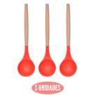 Kit 3 Concha Silicone Feijão Vermelho Resistente Cabo Bambu