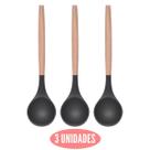 Kit 3 Conchas Silicone Feijão Preto Cabo Bambu Não Arranha