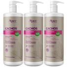 Kit 3 Condicionador Nutritivo Cachos Apse Limpeza Suave Vegano Cabelo Sem Sulfato Profissional 1L