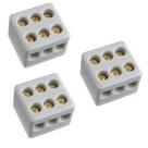 Kit 3 Conector Porcelana Para Fios Chuveiro 10mm De 3 Polos
