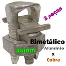 Kit 3 Conector Split Bolt Parafuso Fendido para Emenda Cabos 35mm Bimetálico Estanhado