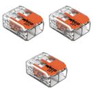 Kit 3 Conectores de Emenda Com Alavanca 221-412 2 Condutores 0,2mm² à 4,0mm² Wago