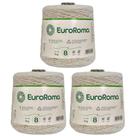 Kit 3 Cones Barbante Euroroma Cru 1kg Fio Ordem 8 para Crochê, Tricô, Macramê, Tear, Tapeçaria e Artesanato