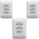 Kit 3 Conjunto 3 Tomadas 2P+T 4x2 10A 250 V Aria Branco