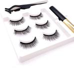 Kit 3 Conjunto de cílios postiços magnéticos 3D preto com aplicador de cílios Máscara de cílios + Delineador + Aplicador