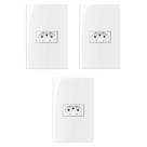 Kit 3 conjunto tomada horizontal 4x2 10a 2p+t 250v com placa margirus sleek branco
