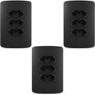 KIT 3 CONJUNTO TOMADA TRIPLA 20a MARGIRIUS LINHA B3 PRETO