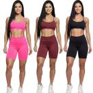 KIT 3 Conjunto Top Alça Fina e Bermudinha Suplex Bella Fiore Roupa Para Academia Fitness Musculação Tamanho:PCor:Rosa+V