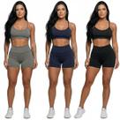 KIT 3 Conjunto Top Alça Fina Sem Bojo e Short Suplex Bella Fiore Treino Academia Fitness Musculação Tamanho:GCor:Cinza+ KIT 3 Conjunto Top Alça Fina Sem Bojo e Short Suplex Bella Fiore Treino Academia Fitness Musculação Tamanho:GCor:Cinza+