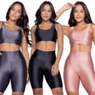KIT 3 Conjunto Top e Bermuda New Zig 3D WLS Modas Bojo Compressão Academia Treino Moda Fitness