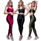 KIT 3 Conjunto Top e Calça New Zig 3D Fitness WLS Modas Alta Compressão Academia Moda Feminina