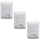 Kit 3 conjuntor interruptor paralelo 3 teclas 6a 250v tramontina aria branco com placa