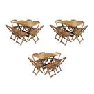 Kit 3 Conjuntos de Mesa Dobravel com 6 Cadeiras de Madeira 120x70 para Restaurante e Bar - Mel