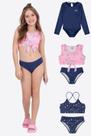 Kit 3 Conjuntos Infantil Marinho Menina Praia e Piscina