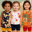 Kit 3 Conjuntos Infantil Menina Blusa Regata e Short Kyly