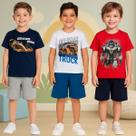 Kit 3 Conjuntos Kyly Infantil Menino Verão Regata e Bermuda Kit 3 Conjuntos Kyly Infantil Menino Verão Regata e Bermuda