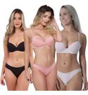 Kit 3 Conjuntos Lingerie Básico Microfibra Calça Soutien