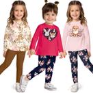 Kit 3 Conjuntos Menina Meia Estação Kyly Blusa Legging Malha Confortável Sofisticado Moderno