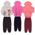 Kit 3 Conjuntos Moletons Femininos Infantil Flanelado Frio Quentinho Zíper