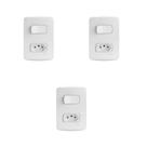 Kit 3 Conjuntos Montados 1 Interruptor Simples E 1 Tomada 2P+T 10A Pb S3B69030 Branco Miluz Schneider