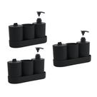 Kit 3 Conjuntos Para Banheiro Lyor Porta Escovas e Dispenser Para Sabonete Liquido Preto