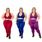 Kit 3 Conjuntos Plus Size de Academia Top e Legging Fitness Kit 3 Conjuntos Plus Size de Academia Top e Legging Fitness
