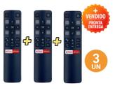 Kit 3 Controle Remoto Universal Compatível Smart TV LED TCL E Botoes Funções De Atalho Netflix