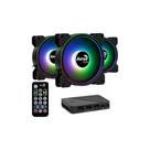 Kit 3 Cooler Fan c/ Hub Aerocool Saturn 12 ARGB Pro