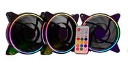 Kit 3 Cooler Fan Rgb Slim 120mm Com Controladora